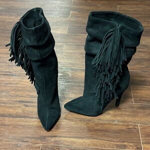 Aldo Fringe Black Suede  Boots
